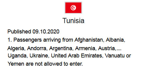 Reisebeschränkung Tunesien